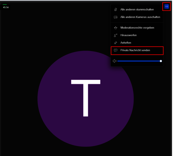 Einstellungen: Private Nachricht senden