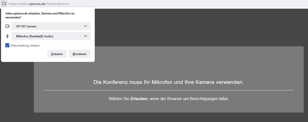 Verwendung von Mikrofon und Kamera zulassen