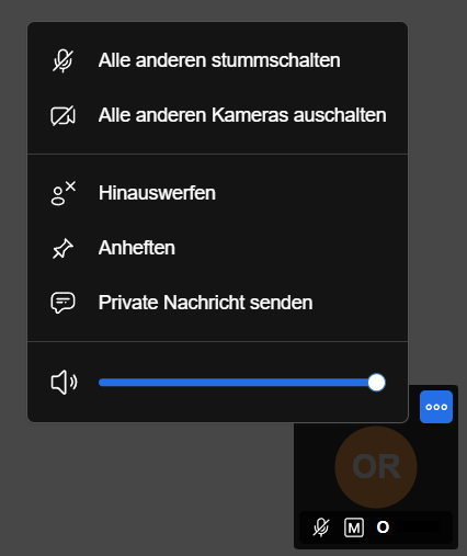 Einstellungen des Moderators für andere Teilnehmer*innen